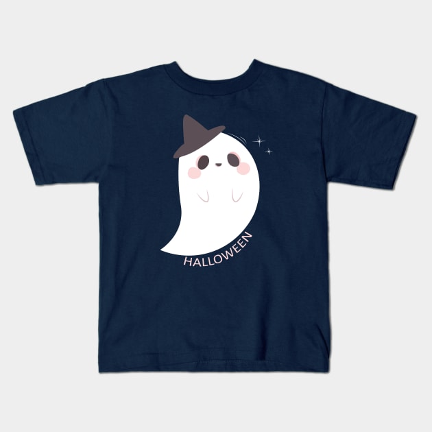 Halloween Ghost Kids T-Shirt by Dizzyland